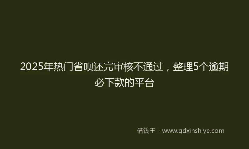 2025年热门省呗还完审核不通过，整理5个逾期必下款的平台