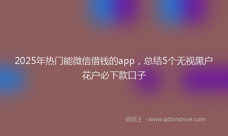 2025年热门能微信借钱的app，总结5个无视黑户花户必下款口子