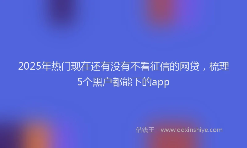 2025年热门现在还有没有不看征信的网贷，梳理5个黑户都能下的app