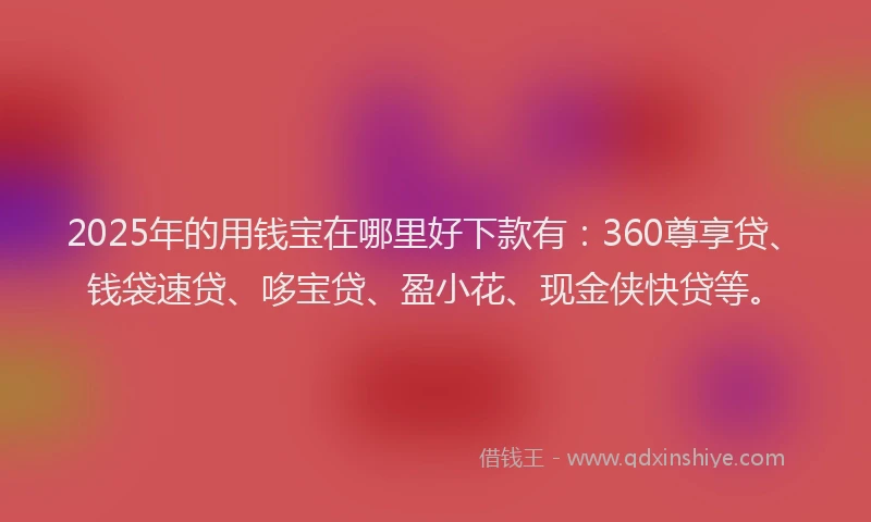 2025年的用钱宝在哪里好下款有：360尊享贷、钱袋速贷、哆宝贷、盈小花、现金侠快贷等。