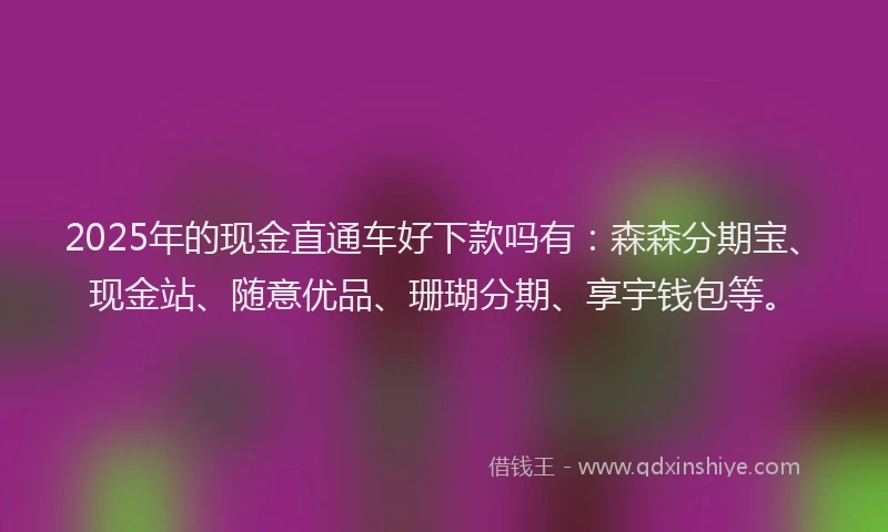2025年的现金直通车好下款吗有：森森分期宝、现金站、随意优品、珊瑚分期、享宇钱包等。