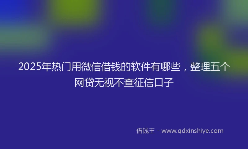 2025年热门用微信借钱的软件有哪些，整理五个网贷无视不查征信口子
