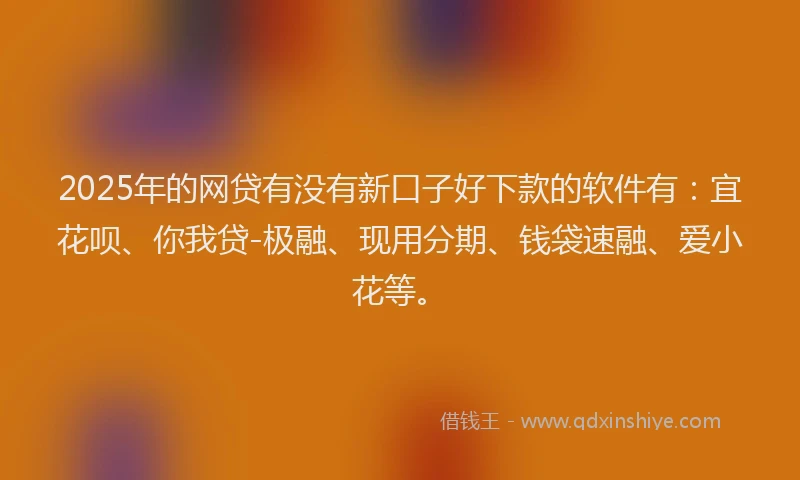 2025年的网贷有没有新口子好下款的软件有：宜花呗、你我贷-极融、现用分期、钱袋速融、爱小花等。