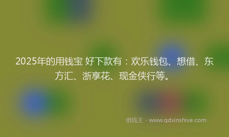 2025年的用钱宝 好下款有：欢乐钱包、想借、东方汇、浙享花、现金侠行等。