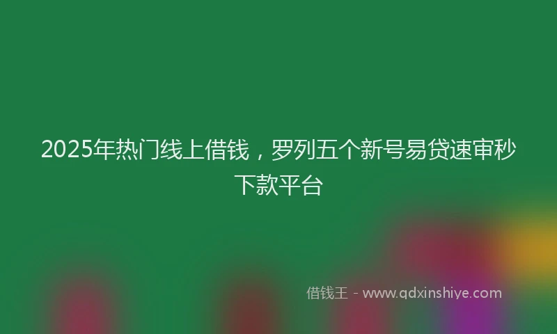 2025年热门线上借钱，罗列五个新号易贷速审秒下款平台