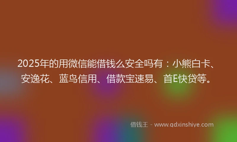 2025年的用微信能借钱么安全吗有：小熊白卡、安逸花、蓝鸟信用、借款宝速易、首E快贷等。