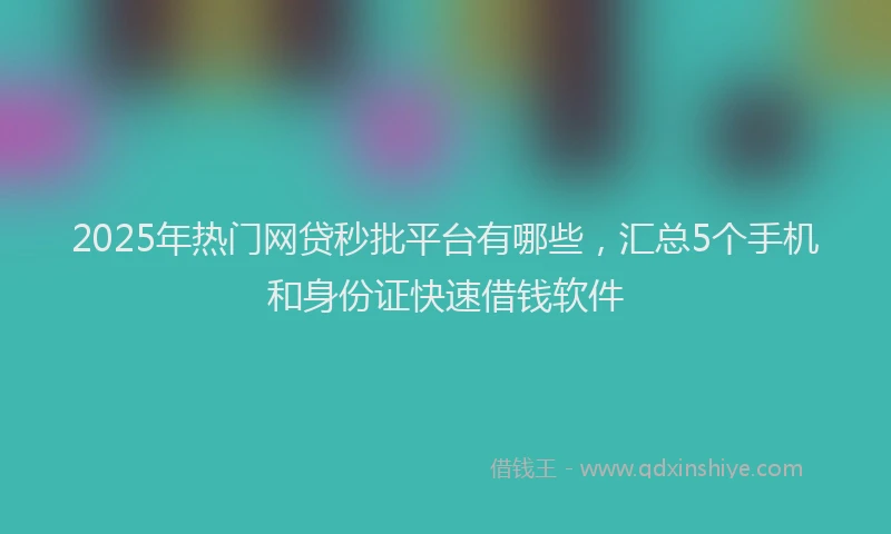 2025年热门网贷秒批平台有哪些，汇总5个手机和身份证快速借钱软件