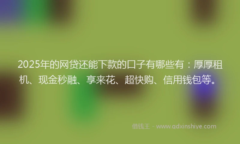2025年的网贷还能下款的口子有哪些有：厚厚租机、现金秒融、享来花、超快购、信用钱包等。