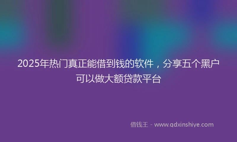 2025年热门真正能借到钱的软件，分享五个黑户可以做大额贷款平台