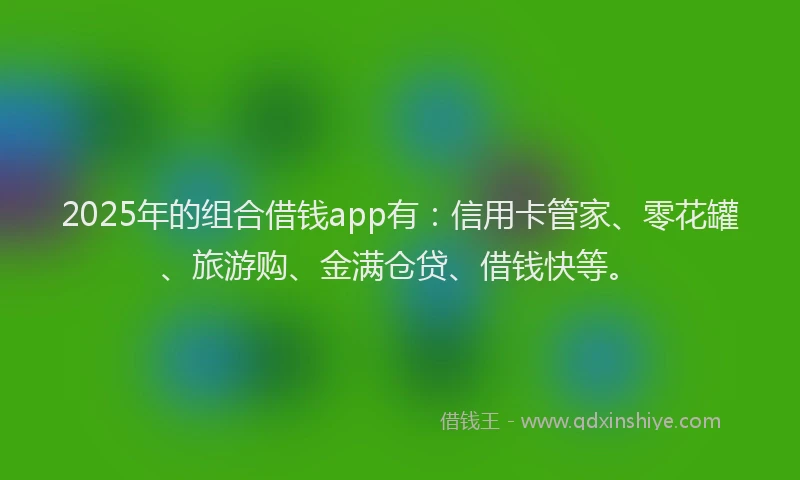 2025年的组合借钱app有:信用卡管家、零花罐、旅游购、金满仓贷、借钱快等。
