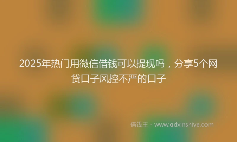 2025年热门用微信借钱可以提现吗，分享5个网贷口子风控不严的口子