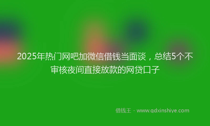 2025年热门网吧加微信借钱当面谈，总结5个不审核夜间直接放款的网贷口子