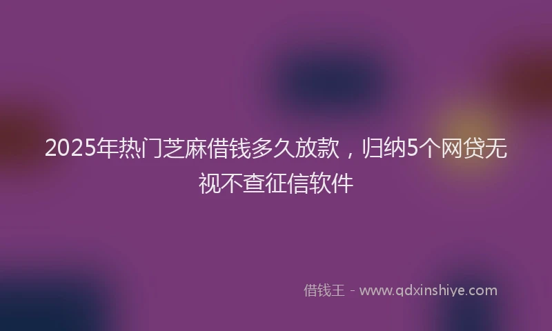 2025年热门芝麻借钱多久放款，归纳5个网贷无视不查征信软件