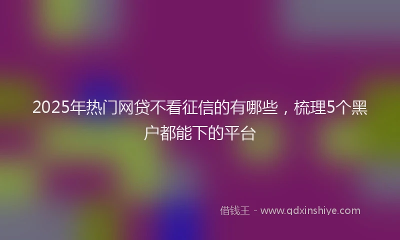 2025年热门网贷不看征信的有哪些，梳理5个黑户都能下的平台