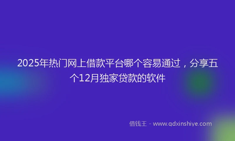 2025年热门网上借款平台哪个容易通过，分享五个12月独家贷款的软件