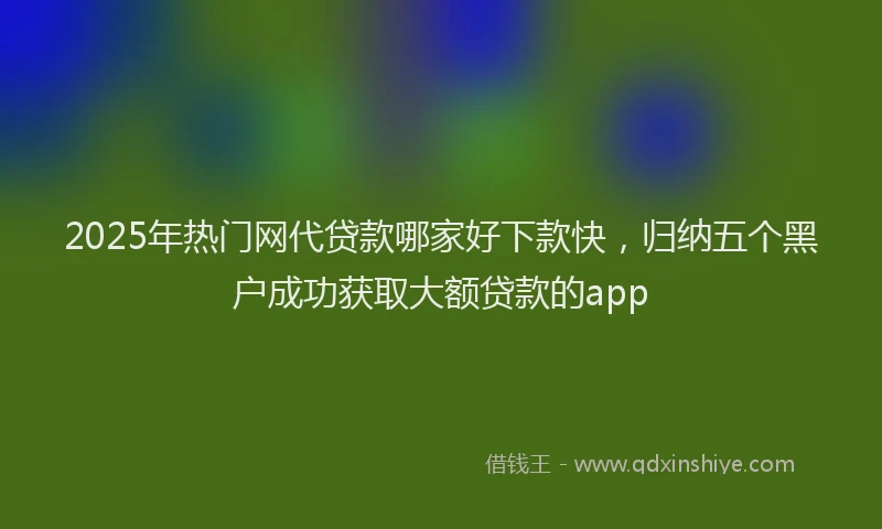 2025年热门网代贷款哪家好下款快,归纳五个黑户成功获取大额贷款的app