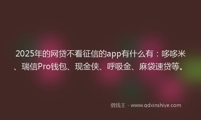 2025年的网贷不看征信的app有什么有：哆哆米、瑞信Pro钱包、现金侠、呼吸金、麻袋速贷等。