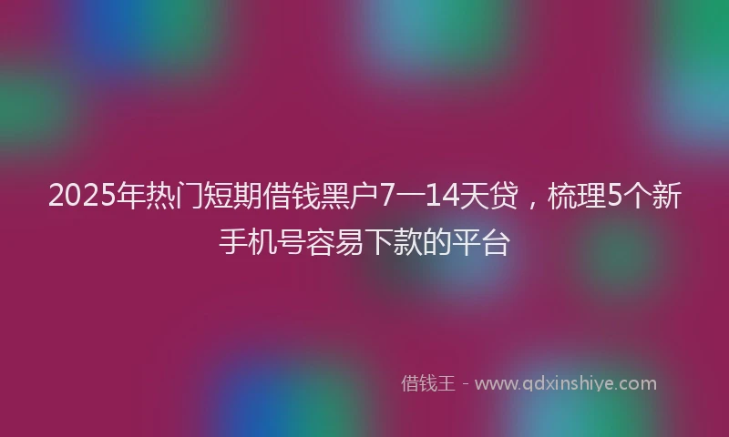 2025年热门短期借钱黑户7一14天贷，梳理5个新手机号容易下款的平台