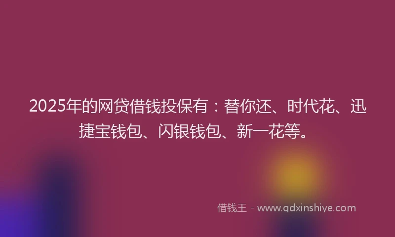 2025年的网贷借钱投保有：替你还、时代花、迅捷宝钱包、闪银钱包、新一花等。