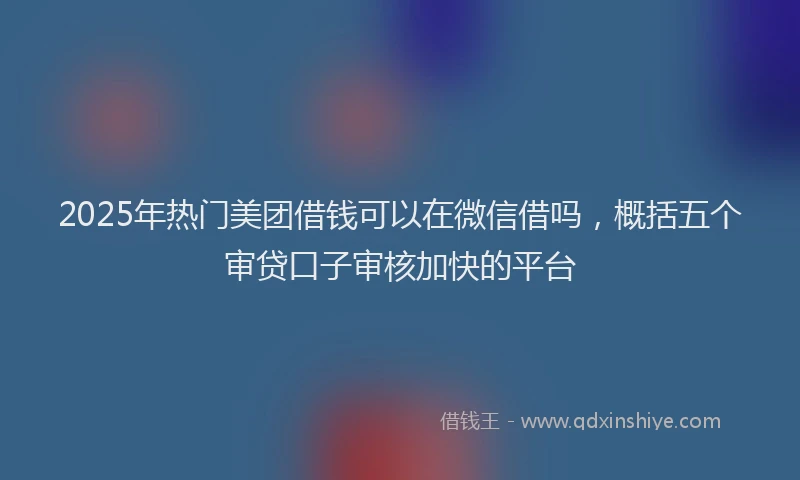 2025年热门美团借钱可以在微信借吗，概括五个审贷口子审核加快的平台