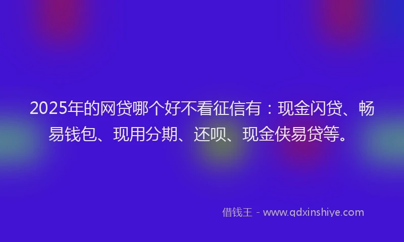 2025年的网贷哪个好不看征信有：现金闪贷、畅易钱包、现用分期、还呗、现金侠易贷等。