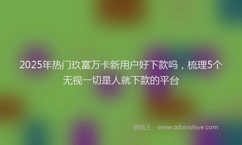 2025年热门玖富万卡新用户好下款吗，梳理5个无视一切是人就下款的平台