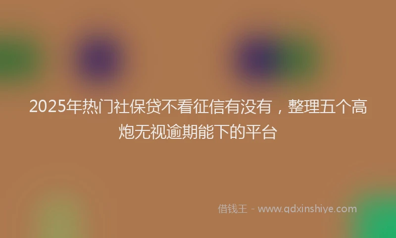 2025年热门社保贷不看征信有没有，整理五个高炮无视逾期能下的平台