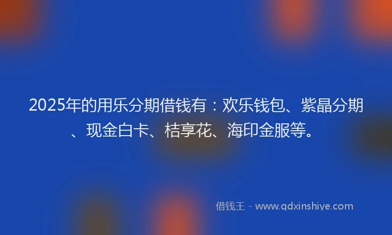 2025年的用乐分期借钱有：欢乐钱包、紫晶分期、现金白卡、桔享花、海印金服等。