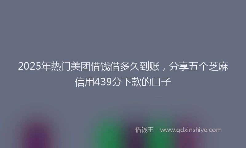 2025年热门美团借钱借多久到账,分享五个芝麻信用439分下款的口子