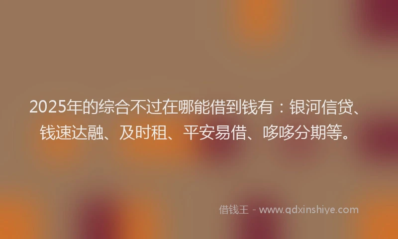 2025年的综合不过在哪能借到钱有：银河信贷、钱速达融、及时租、平安易借、哆哆分期等。