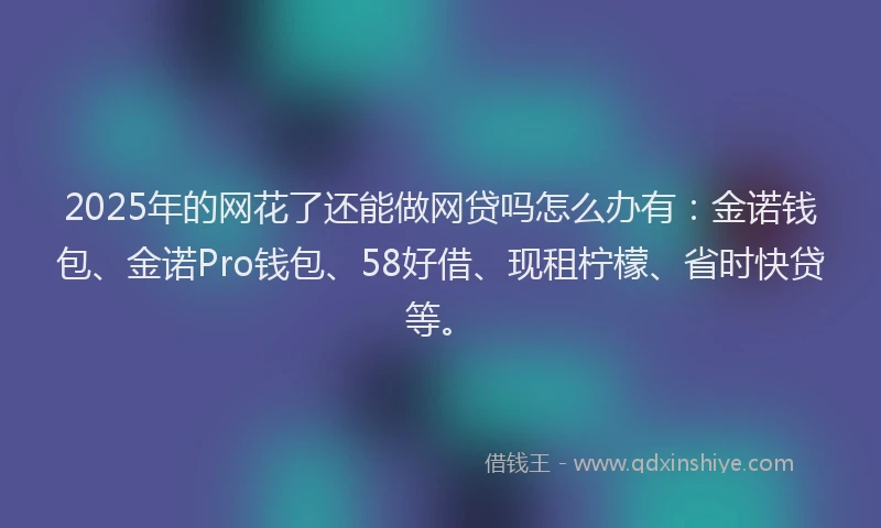 2025年的网花了还能做网贷吗怎么办有：金诺钱包、金诺Pro钱包、58好借、现租柠檬、省时快贷等。