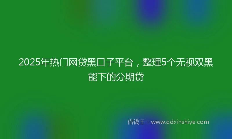 2025年热门网贷黑口子平台，整理5个无视双黑能下的分期贷