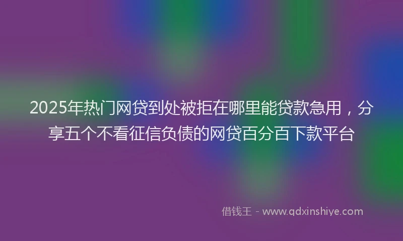 2025年热门网贷到处被拒在哪里能贷款急用，分享五个不看征信负债的网贷百分百下款平台
