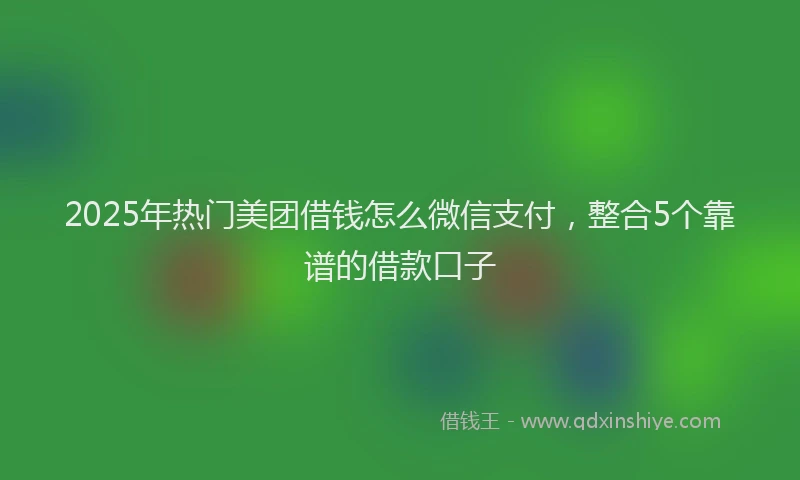 2025年热门美团借钱怎么微信支付,整合5个靠谱的借款口子