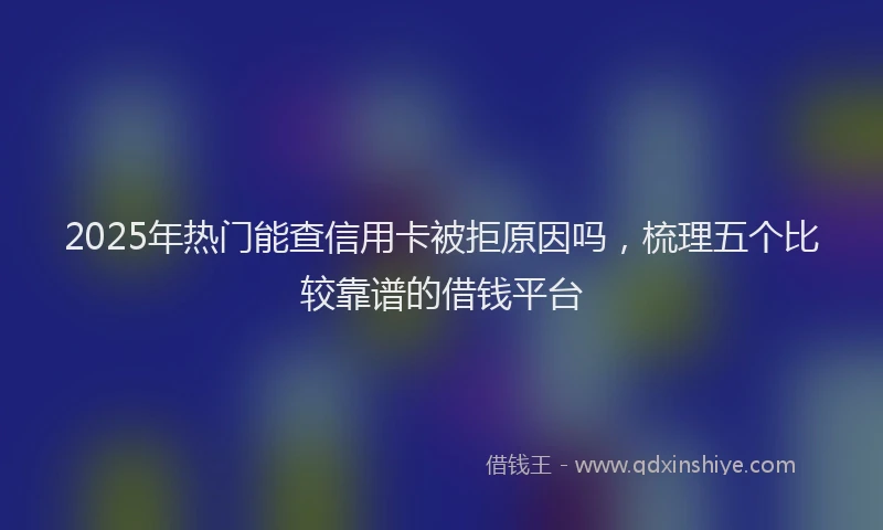 2025年热门能查信用卡被拒原因吗,梳理五个比较靠谱的借钱平台