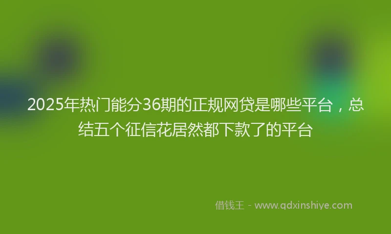 2025年热门能分36期的正规网贷是哪些平台，总结五个征信花居然都下款了的平台
