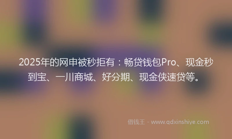2025年的网申被秒拒有:畅贷钱包Pro、现金秒到宝、一川商城、好分期、现金侠速贷等。