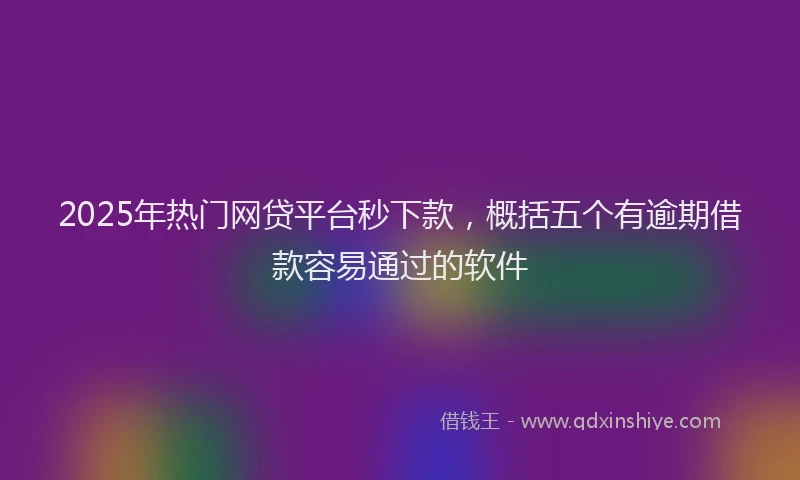 2025年热门网贷平台秒下款，概括五个有逾期借款容易通过的软件