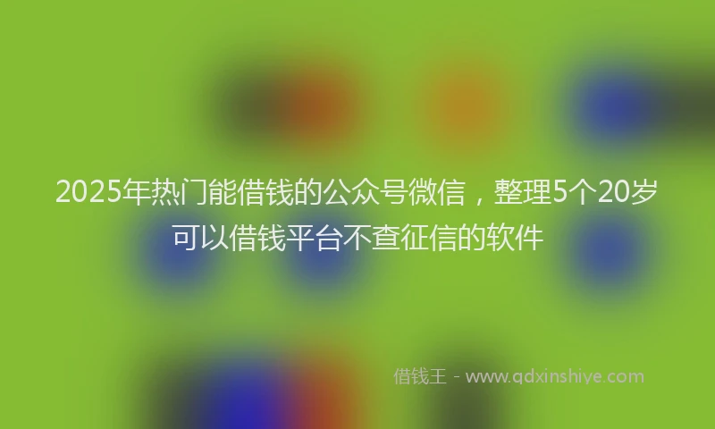 2025年热门能借钱的公众号微信，整理5个20岁可以借钱平台不查征信的软件