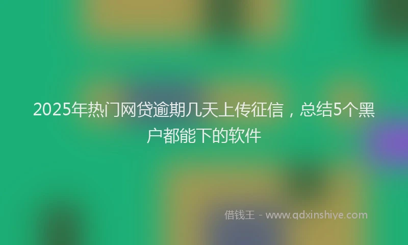2025年热门网贷逾期几天上传征信,总结5个黑户都能下的软件
