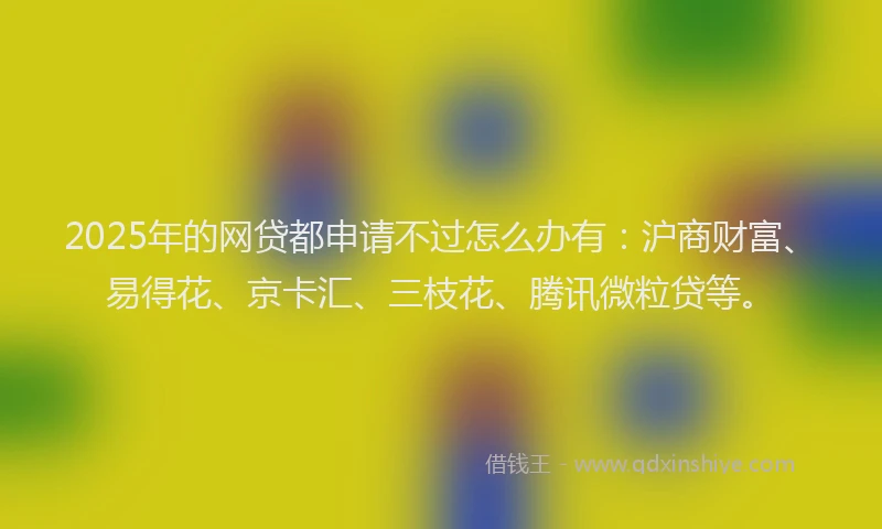 2025年的网贷都申请不过怎么办有：沪商财富、易得花、京卡汇、三枝花、腾讯微粒贷等。