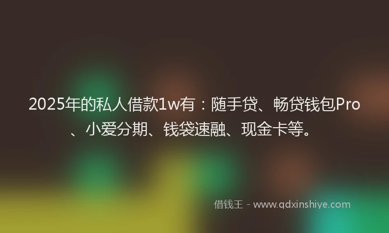 2025年的私人借款1w有：随手贷、畅贷钱包Pro、小爱分期、钱袋速融、现金卡等。