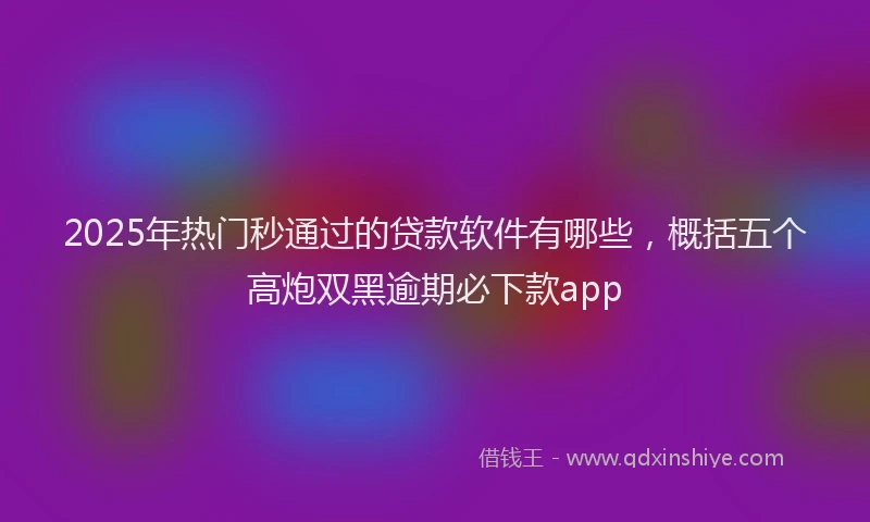 2025年热门秒通过的贷款软件有哪些,概括五个高炮双黑逾期必下款app