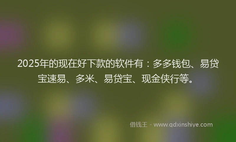 2025年的现在好下款的软件有：多多钱包、易贷宝速易、多米、易贷宝、现金侠行等。