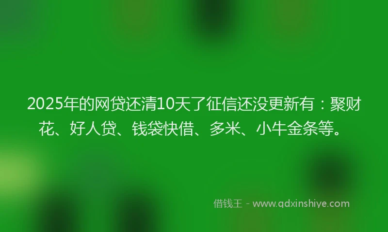 2025年的网贷还清10天了征信还没更新有：聚财花、好人贷、钱袋快借、多米、小牛金条等。