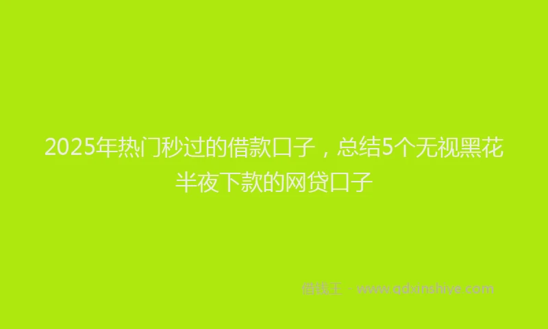 2025年热门秒过的借款口子,总结5个无视黑花半夜下款的网贷口子