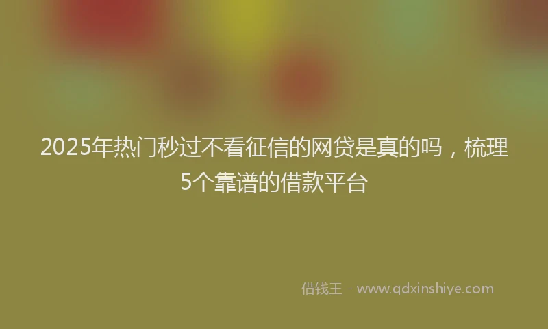 2025年热门秒过不看征信的网贷是真的吗，梳理5个靠谱的借款平台