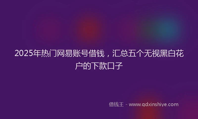 2025年热门网易账号借钱，汇总五个无视黑白花户的下款口子