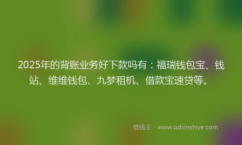2025年的背账业务好下款吗有:福瑞钱包宝、钱站、维维钱包、九梦租机、借款宝速贷等。