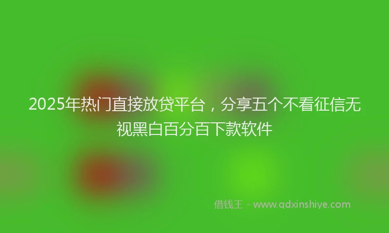 2025年热门直接放贷平台,分享五个不看征信无视黑白百分百下款软件